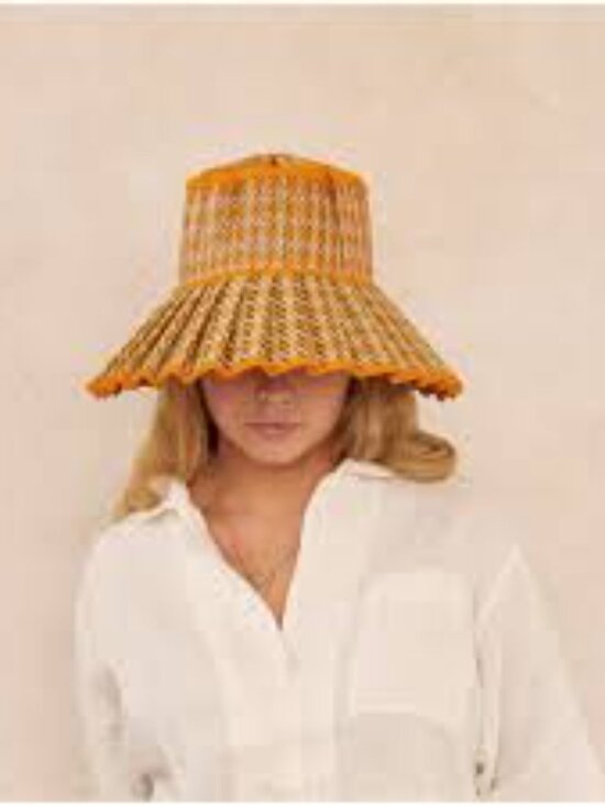 NWT Lorna Murray Luxe Capri Chic Sundeck orange hat, S/maxi main image 4
